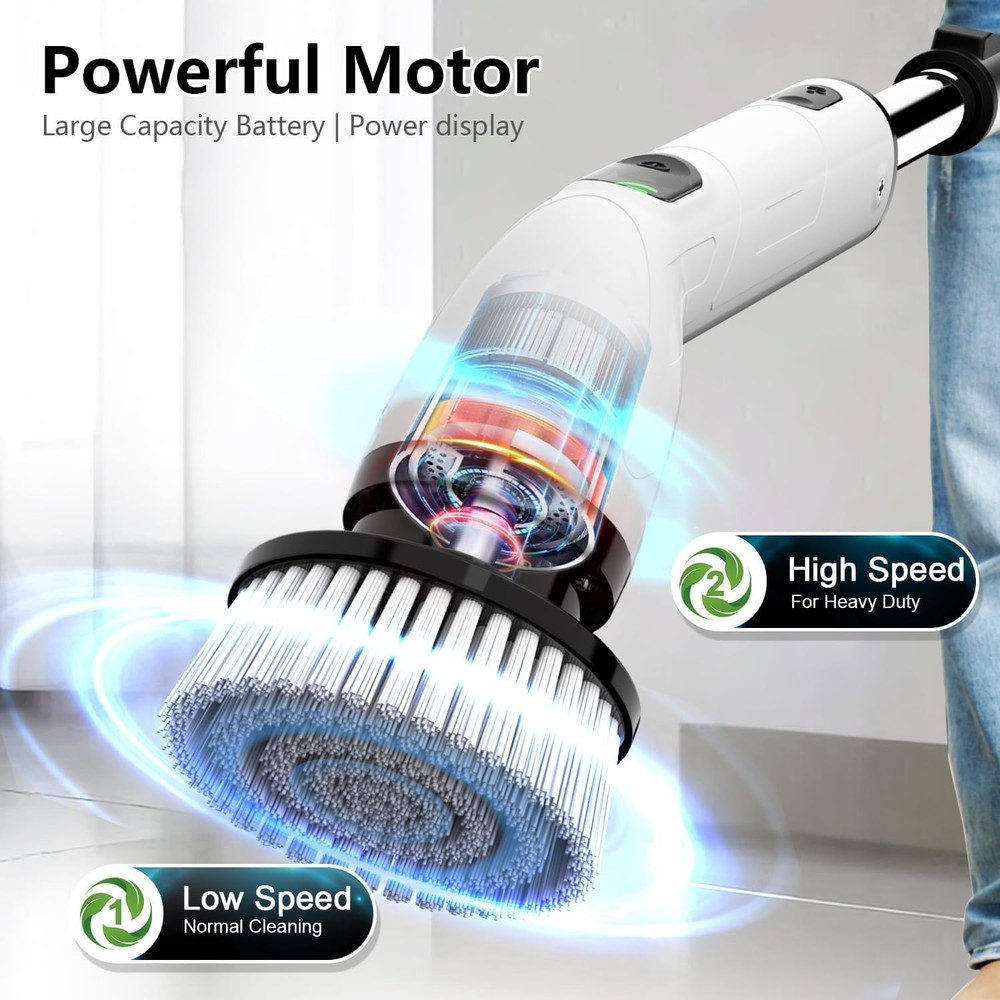 Revolutionary Waterproof Electric Spin Scrubber with Adjustable Extension Handle