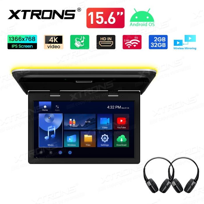 15.6 Inch IPS Screen, Fold Out Android Car Roof Multimedia Player