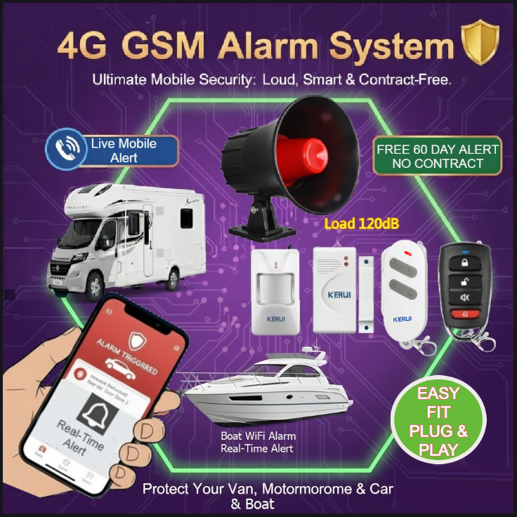 RV-Camper-Van-Car Alarm Security System Wireless Motion Sensor Mobile Live Alert