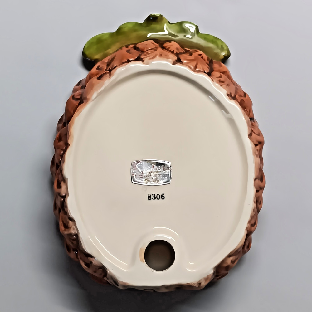 Pineapple Trinket Dish Ceramic Yellow Brown Green