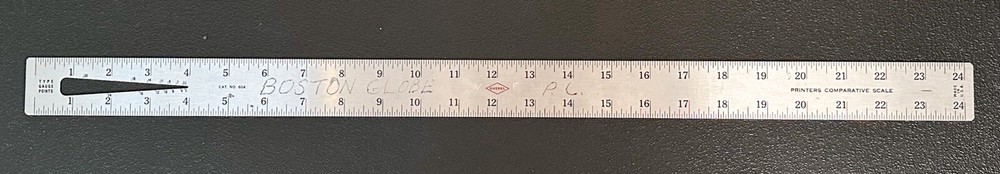 BOSTON GLOBE Employee 1948 Arthur Gaebel Printers Comparative Scale No. 604