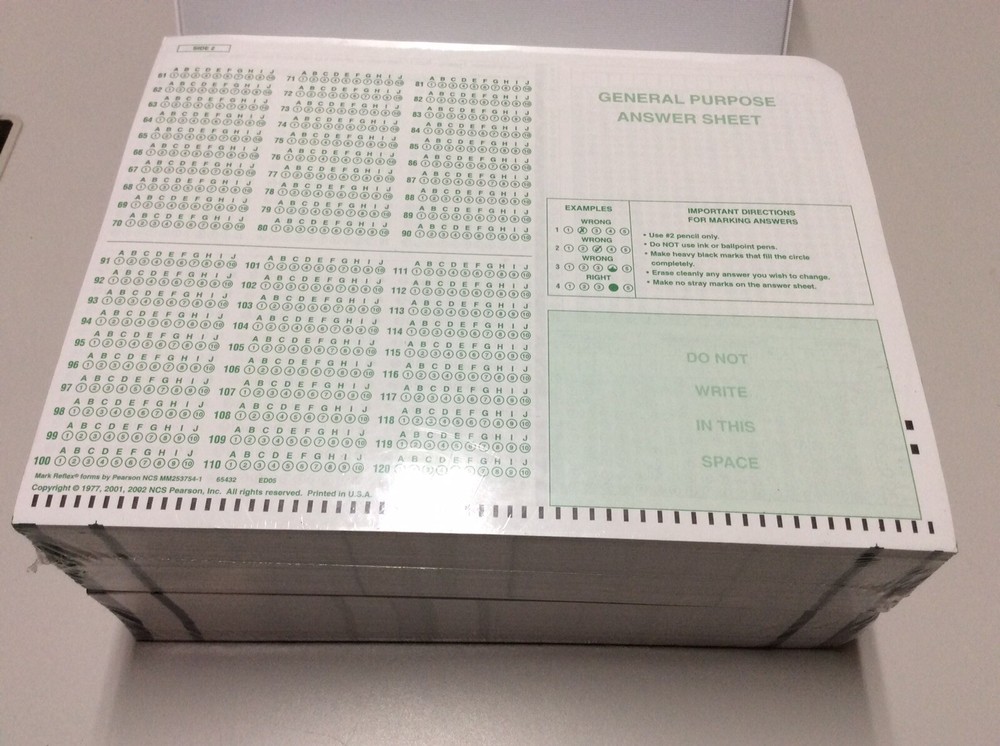 Mark Reflex Forms. General Purpose Answer Sheet Pack Of 500 New Sealed Forms.
