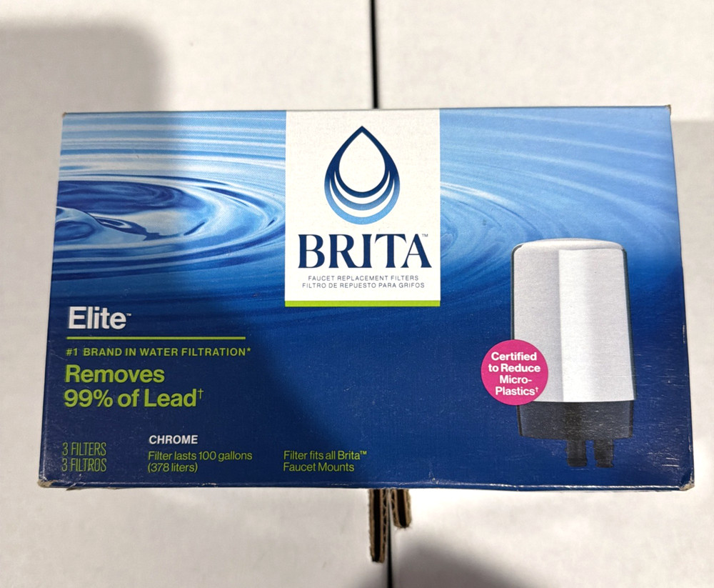 Brita Elite Chrome Faucet Replacement Filter 3-Pack NEW FR-200