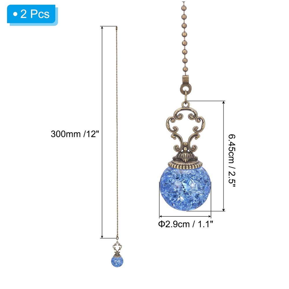 Ceiling Fan Pull Chain, 2 Pack 12" Decorative Ball Pendant Chain Extender Cha...