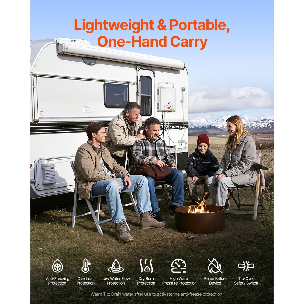 Portable Propane Water Heater 5L Tankless with Water Pump for RV Camping