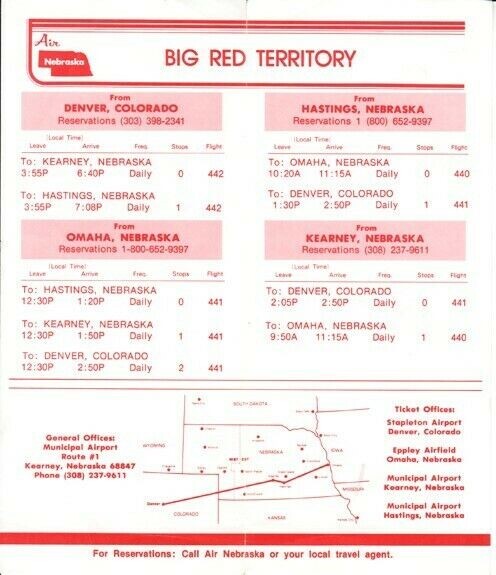 Air Nebraska timetable 1977/09/01