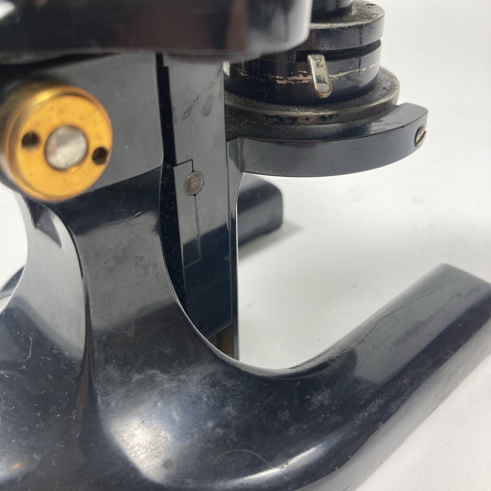 Vintage Spencer Buffalo Cast Iron & Brass Microscope w/Case