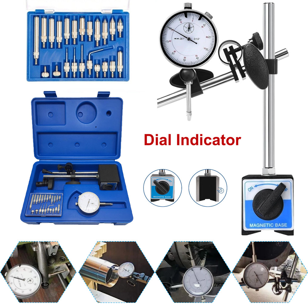 Dial Indicator with Magnetic Base 0.001"Precision Gauge Test Indicator Point Set