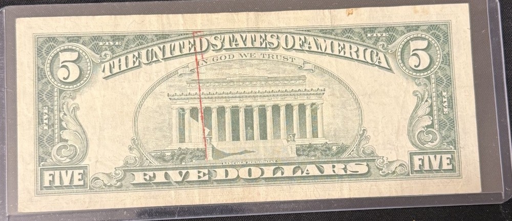 Series 1963 5 Dollar Bill Red Seal Note Circulated
