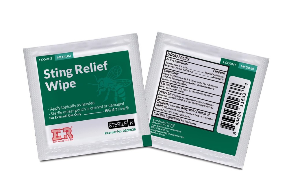 First Aid Sting Relief Wipes 100 Count Ever Ready