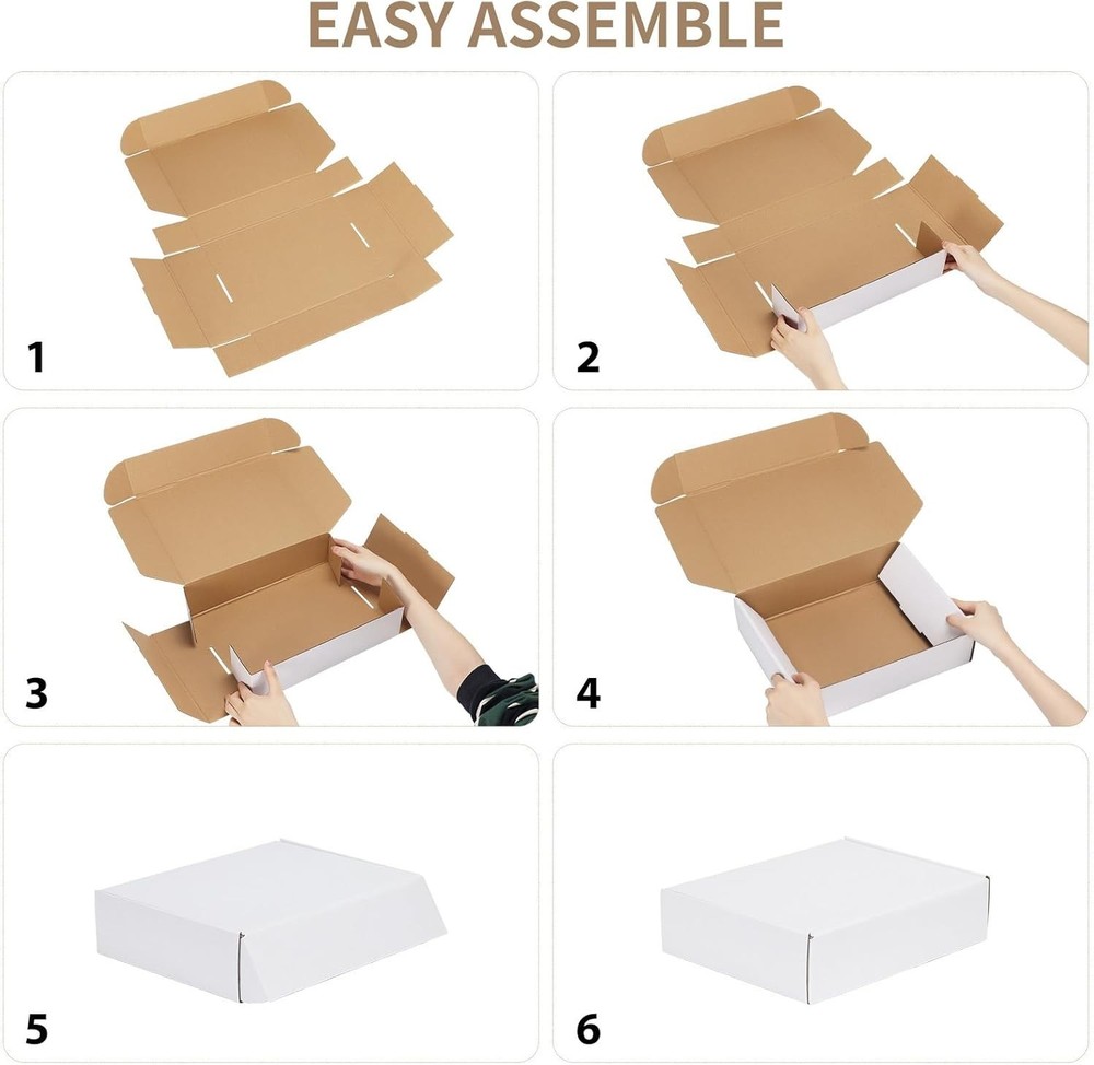 50 Pack 7x5x1 White Corrugated Shipping Mailer Boxes Small Item