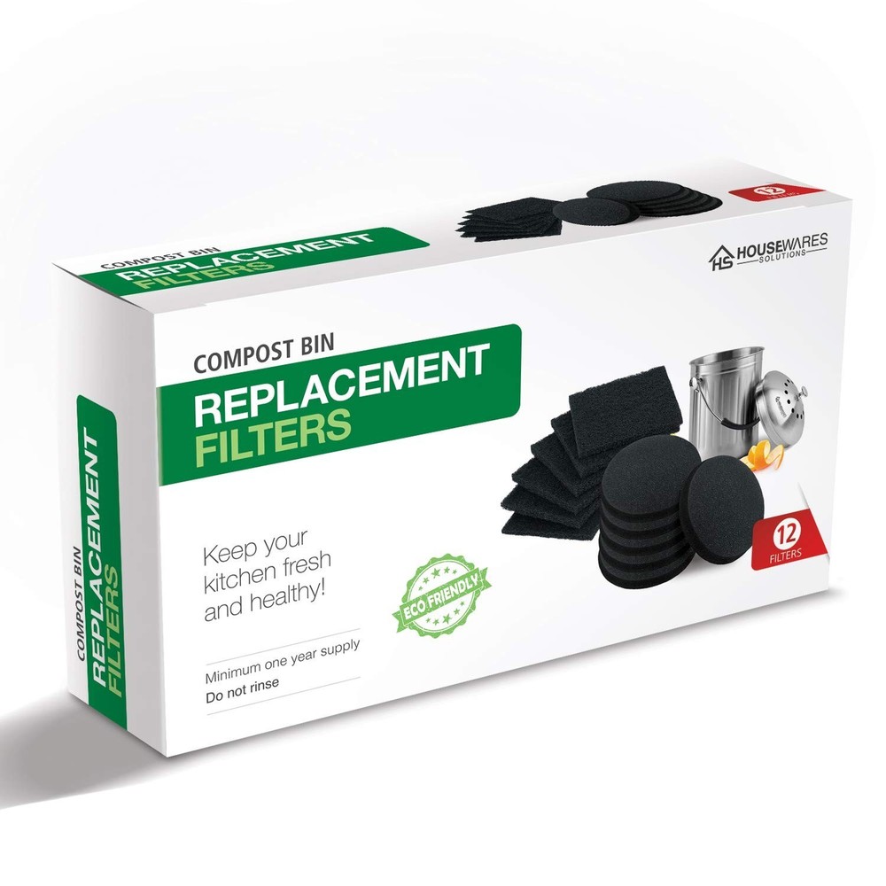 12 Pieces Counter Top Activated Carbon Compost Bin Filters - Extra Thick Indo...