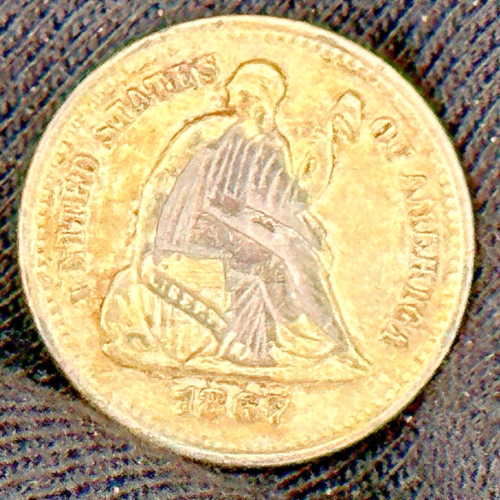 1867-S SEATED LIBERTY HALF DIME
