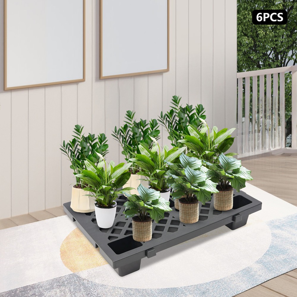 6pcs Plastic Pallets Interlocking Storage Stackable Anti-slip Loading Pallets US