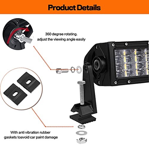 Side Brackets, Light Bar Mounting Brackets Kit - LED Light Bar Side Brackets