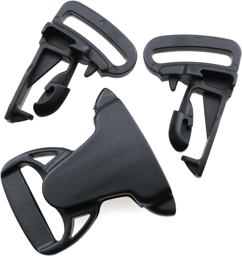 Split Release Buckle - 4Pcs Black Plastic 1" Three-Way Snap-On Dining Chair Buck