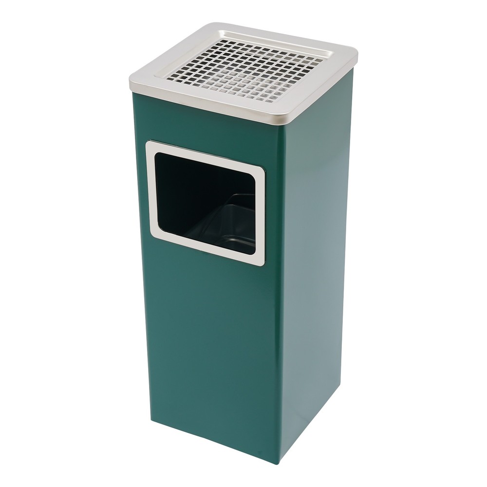 Trash Bin Outdoor Waste Container Square Trash Can w/ Removable Inner Can