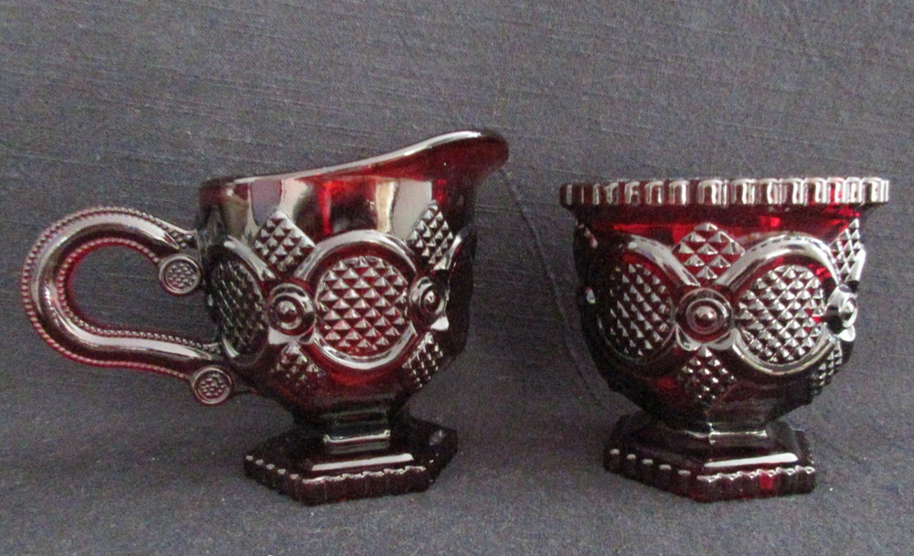 Vintage Avon Cape Cod Sugar & Creamer Set-Ruby Red-1980's