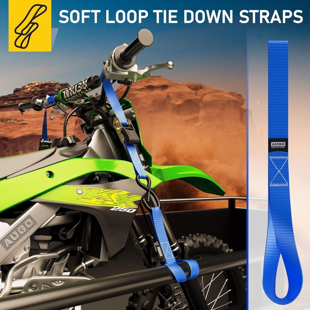 Heavy Duty Soft Loop Tie Down Straps - 6 Pack - 4500 lbs Capacity for Secure ...
