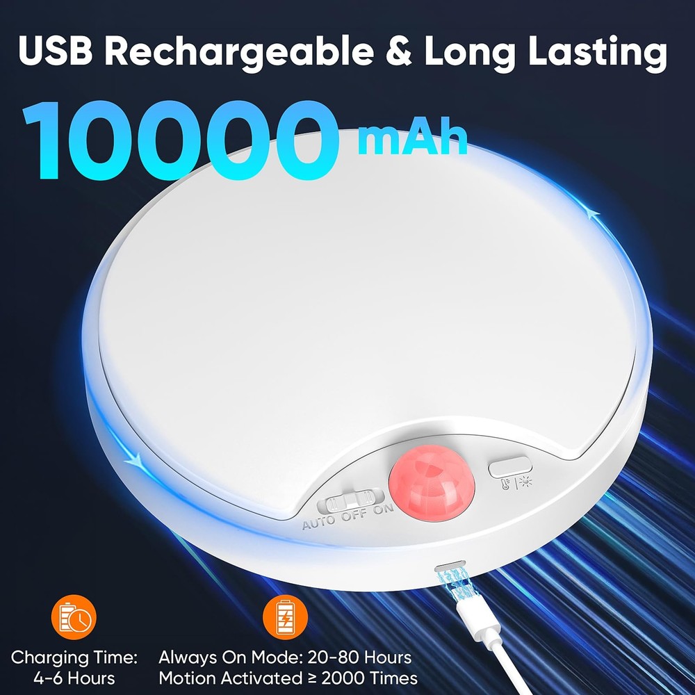 10000mAh Rechargeable Motion Sensor Ceiling Light with Remote, Battery Operat...