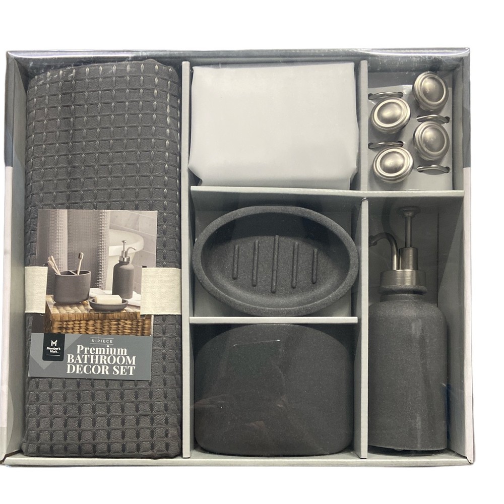 Member's Mark 6-Piece Premium Bath Accessory Set, Zinc