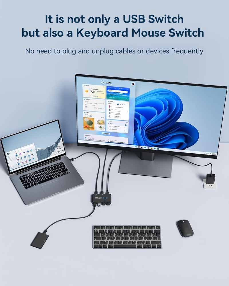 USB 3.0 Switch, KVM Switch Selector 2 Computers Sharing 4 Devices KVM Switche...