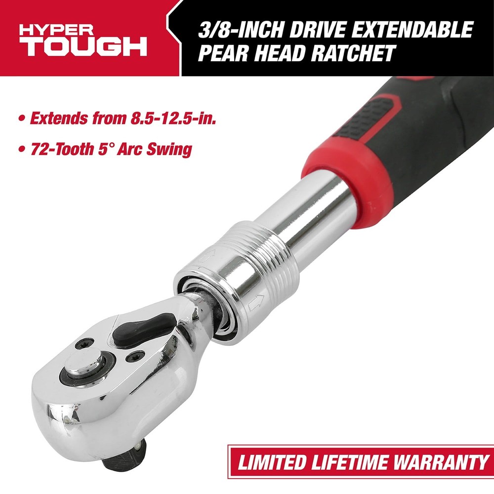 Pear Head Ratchet Wrench W/ Extendable 12.5 inch Handle