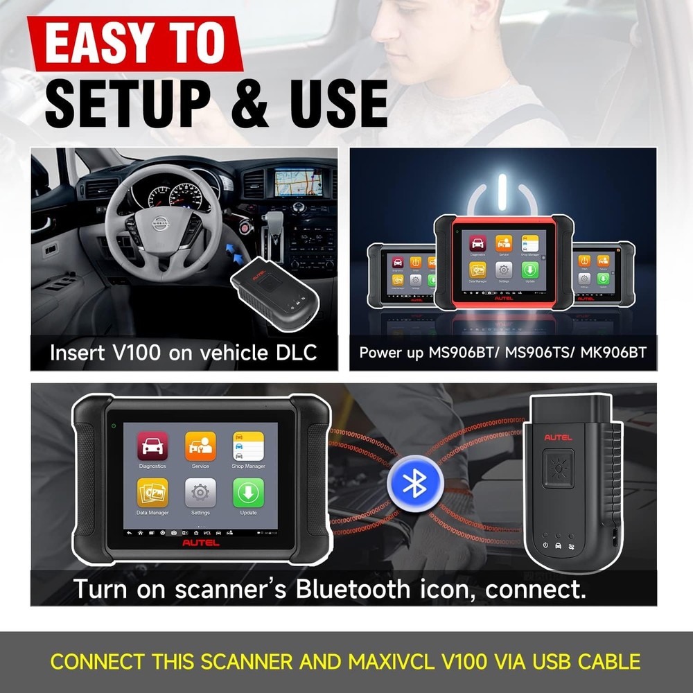 Autel V100 MaxiSYS VCI100 Bluetooth Vehicle Communication Interface for MS906BT