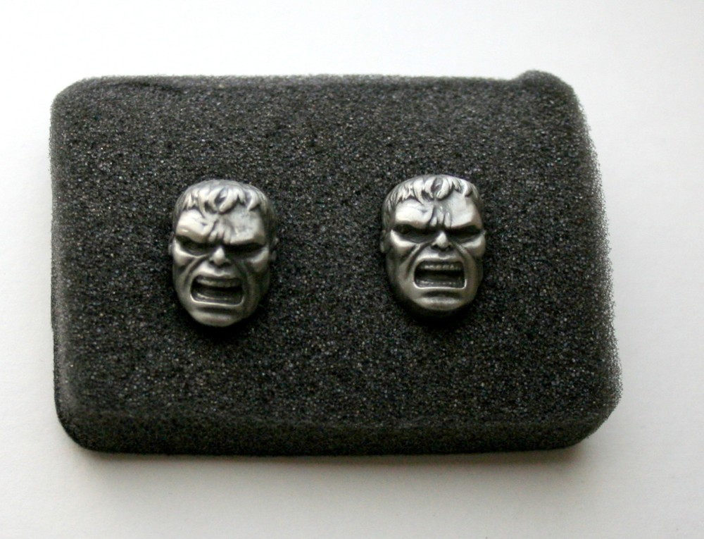 Marvel Comics The Incredible Hulk Head Metal Cuff Links New NOS Box