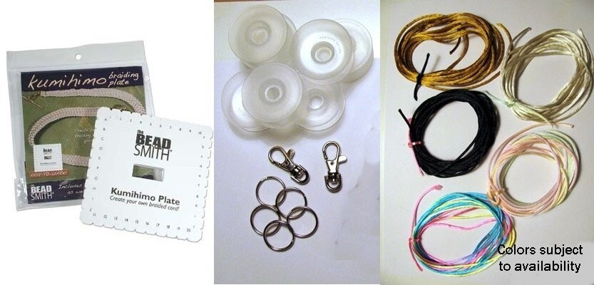 Kumihimo Braiding Starter Kit  Square Disc, Bobbins Cord, Findings, Instructions