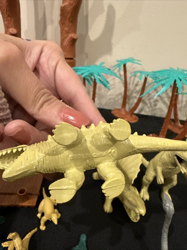 Dinosaur Approximately 37 Figures Plus Trees ( Missing Parts) READ