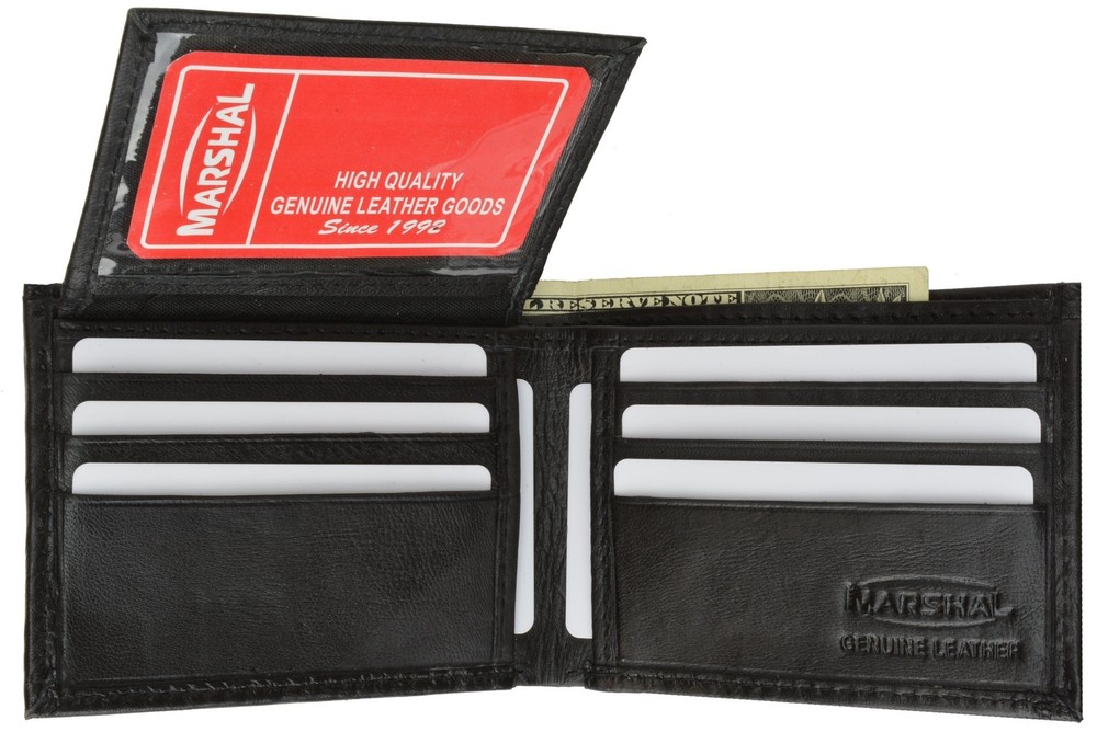 Mens Soft Lambskin Leather ID Bifold Wallet