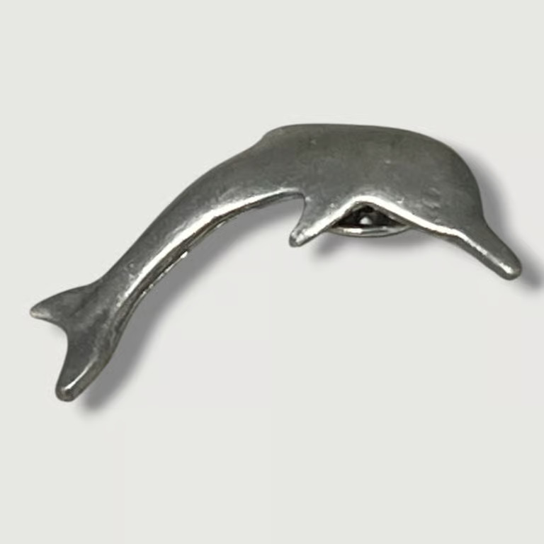 Dolphin Pewter Silver Tone Lapel Vest Hat Pin E10
