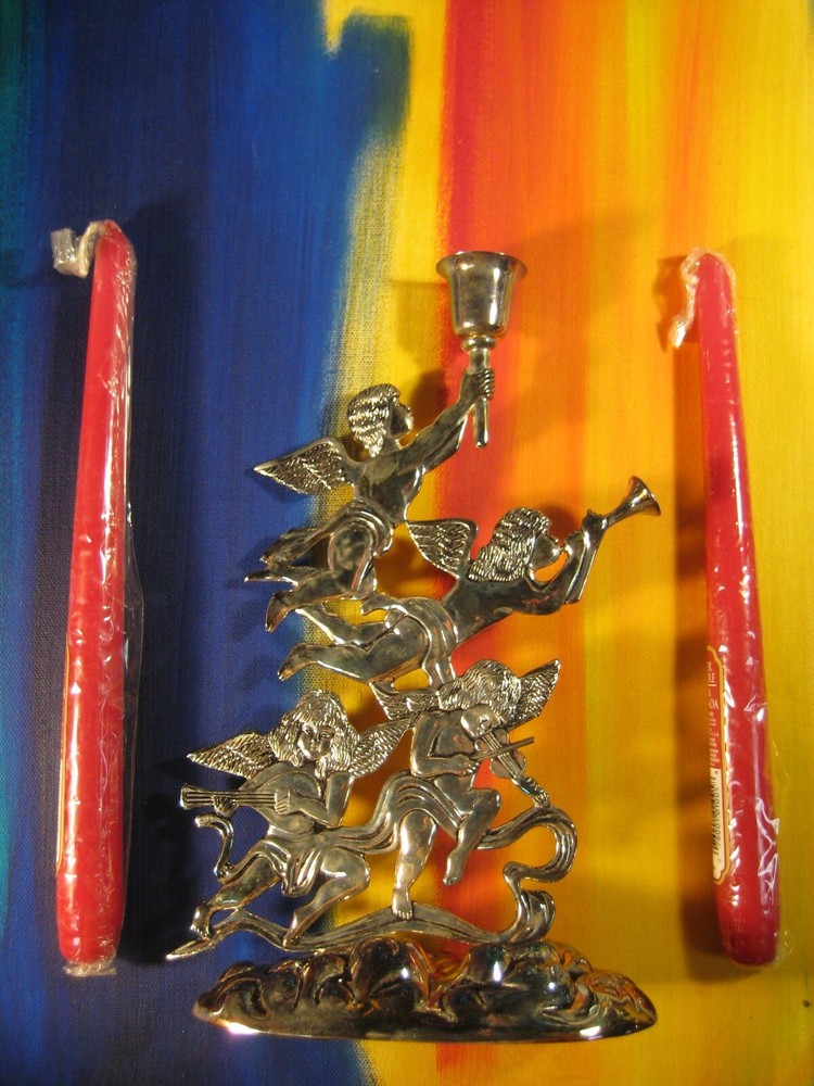 Angels Christmas Candle Holder Silverplated by Studio Silversmiths