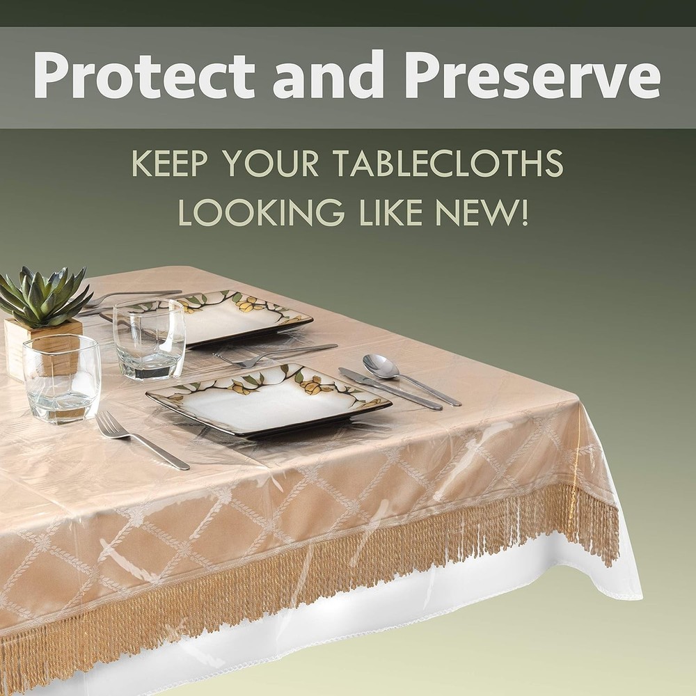 Deluxe 54" x 78" Rectangular Table Cover - Waterproof Vinyl Protector for Dining
