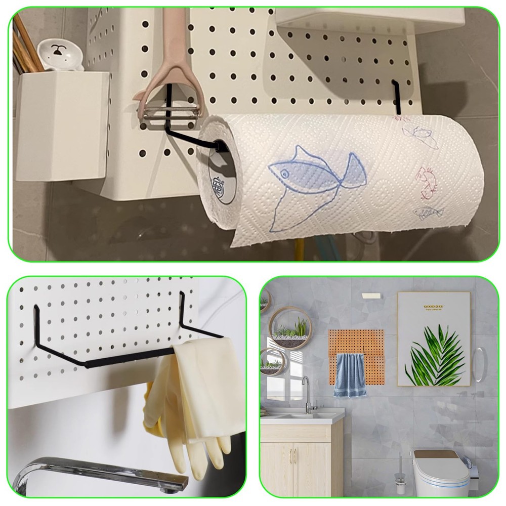 2 Pack Pegboard Towel Holder for Kitchen Workshop Garage Pegboard Accessories