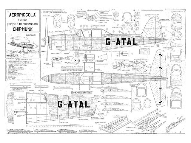 Chipmunk C/L 36" Wingspan RC Model Airplane Printed Plans & Templates