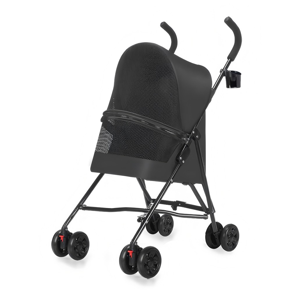 Pet Stroller Small Pets Mesh Ventilation Lightweight Foldable Cup Holder