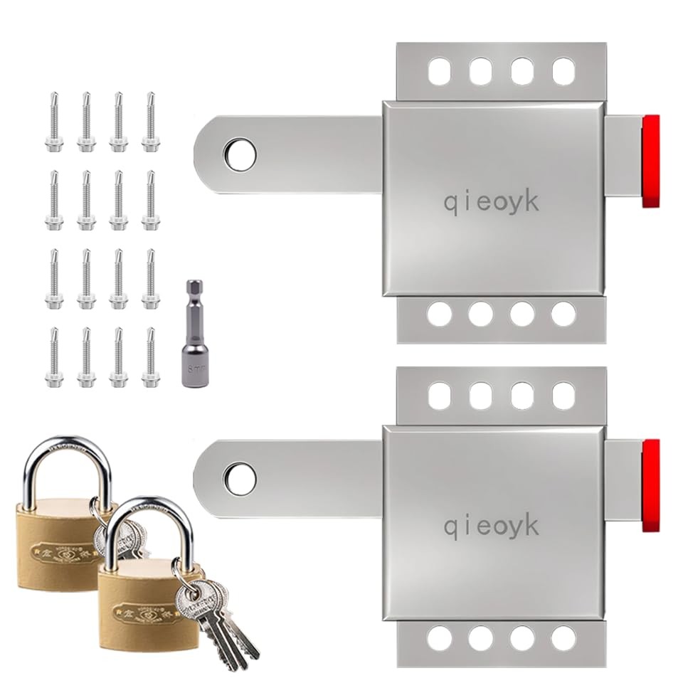 2 Pack Garage Door Locks with Self Tapping Screws Inside Deadlock for Most Ga...