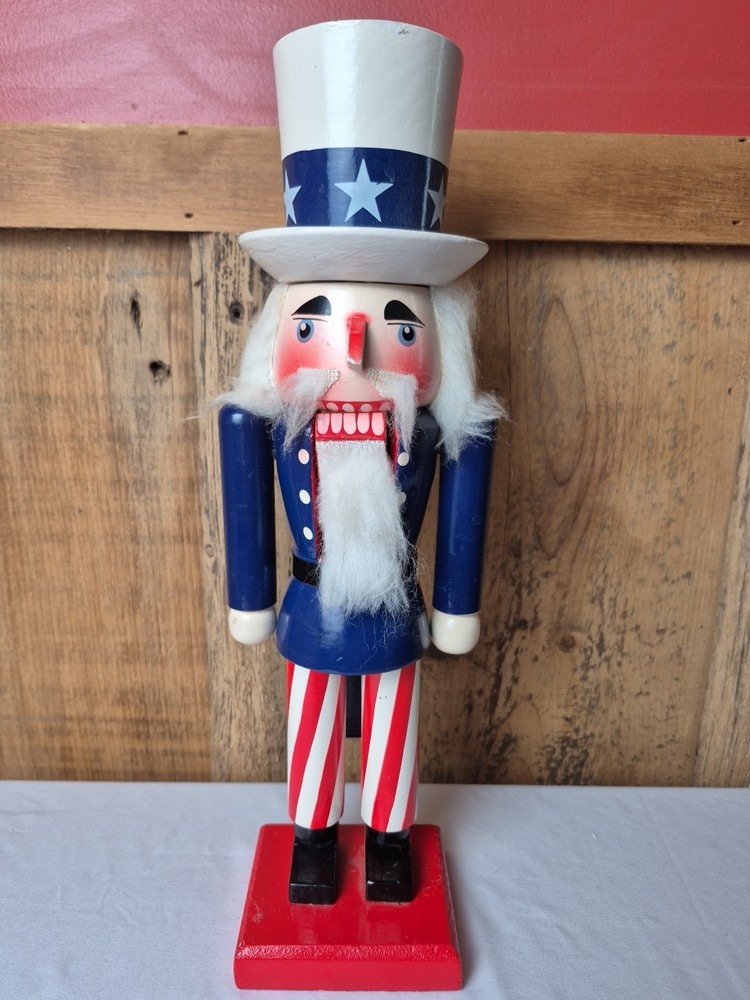 14" Patriotic Uncle Sam Nutcracker Red White And Blue