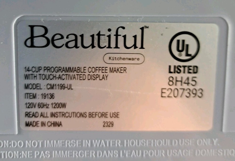 Beautiful 14-Cup Programmable Coffee Maker w Touch Display CM1199-UL - BASE ONLY