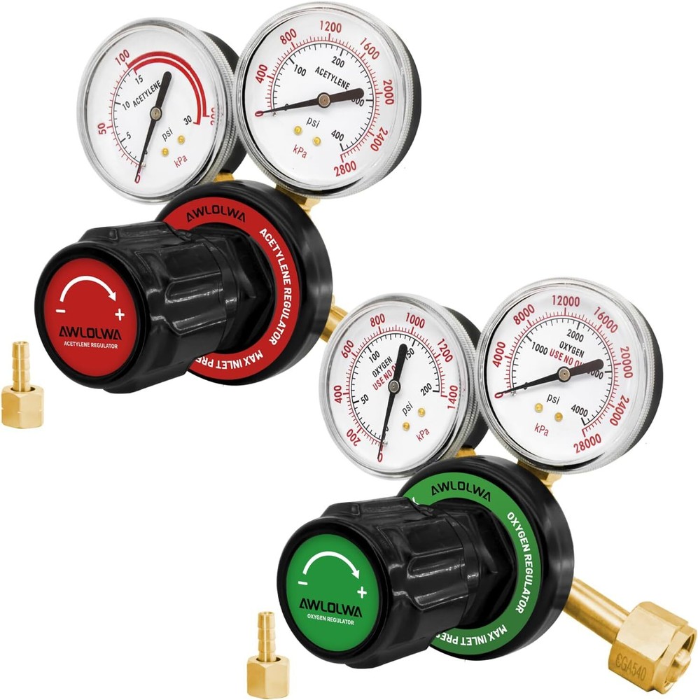 Oxygen & Acetylene Regulators - Compatible with Medium Duty Welding Gas Torch
