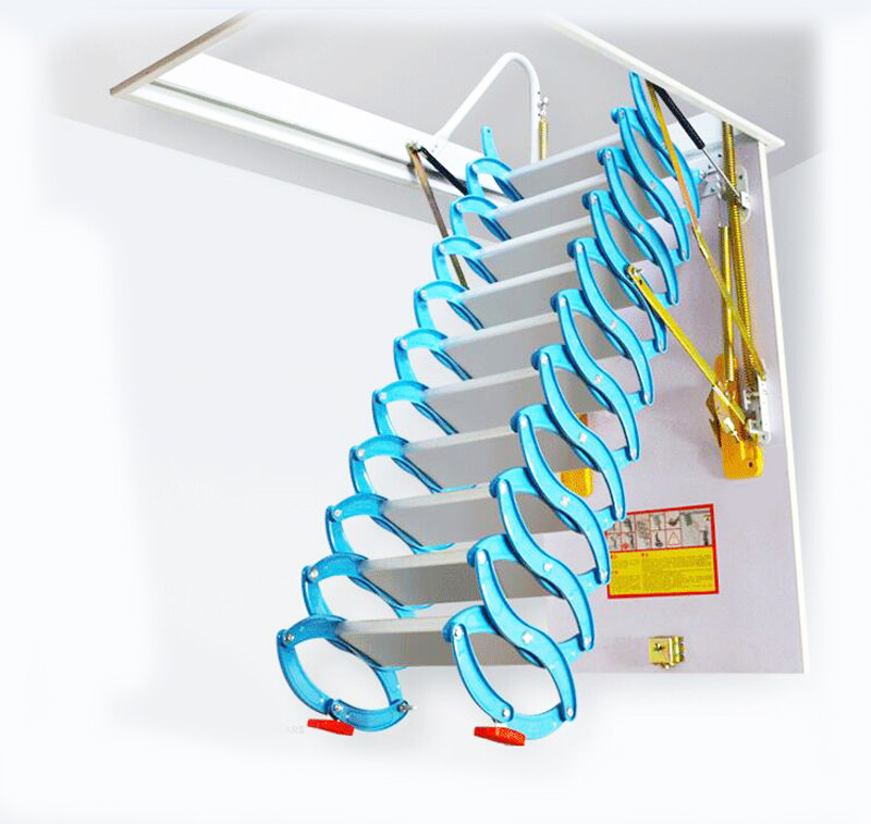 Attic Ceiling Folding Loft Ladder,Hidden Loft Stairs,Max9.8ft Pulldown Extension