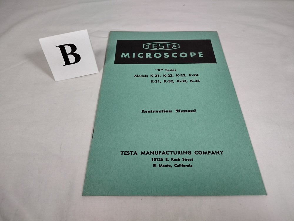 Vtg TESTA Microscope “K” Series Instruction Manual Original 16pg (B)