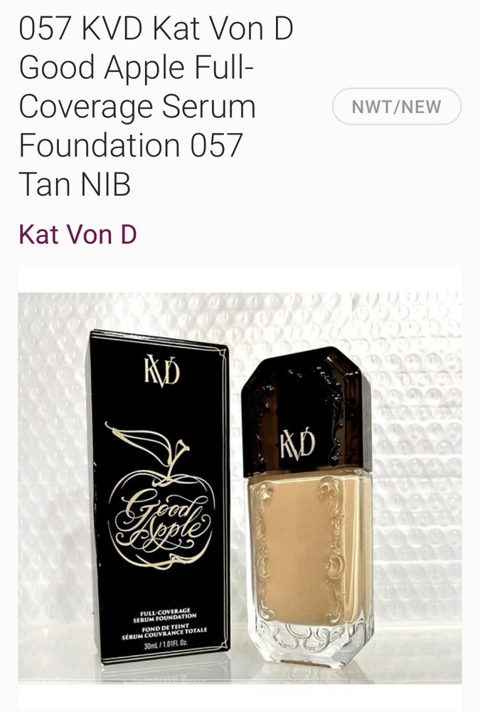 KVD Kat Von D Good Apple Full-Coverage Serum Foundation 057 Tan NIB