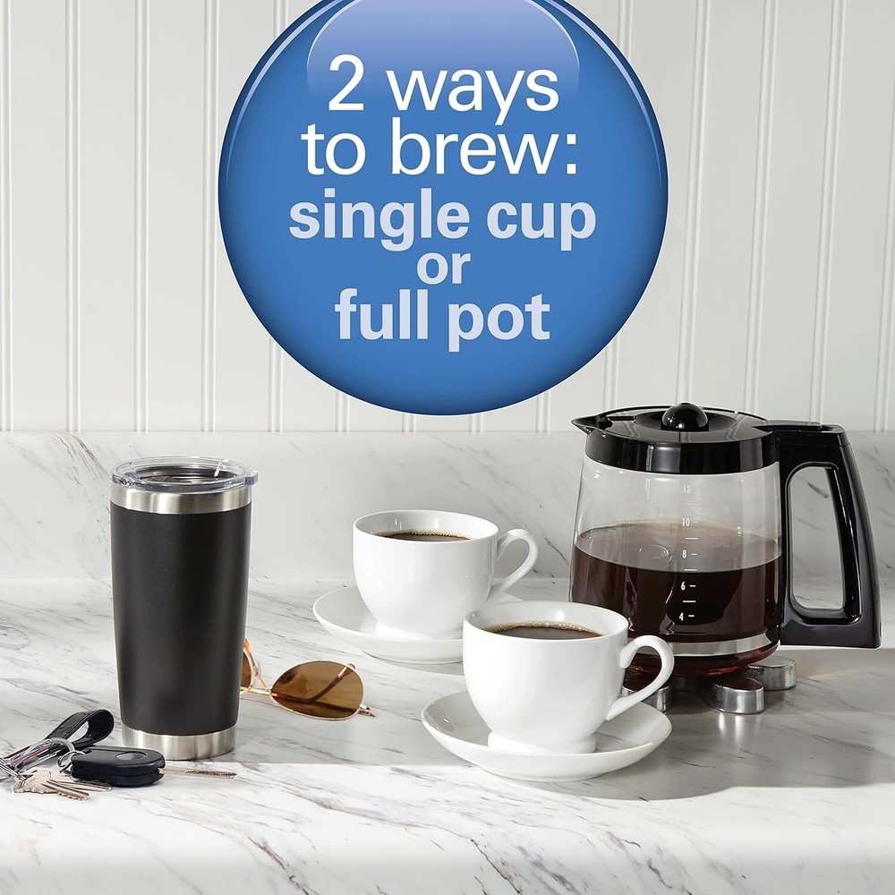 2-Way 12 Cup Programmable Drip Coffee Maker & Single Serve Machine, Glass Carafe