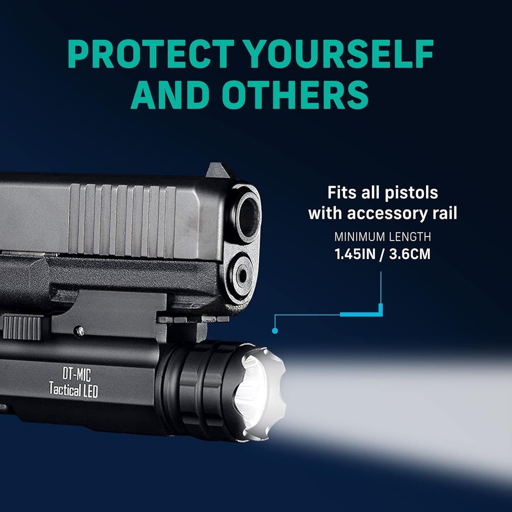 DefendTek DT-M1C Black Rail Mounted Tactical LED Flashlight