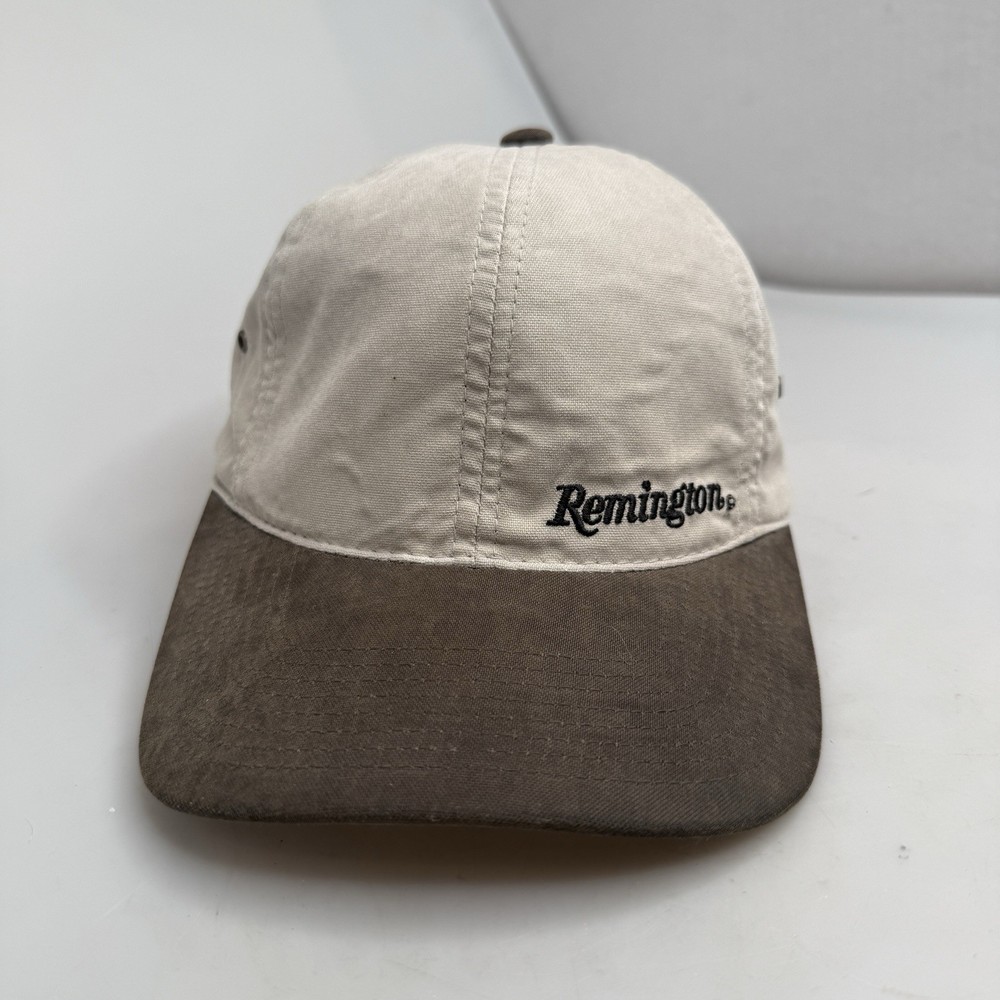 Remington Logo Youth Hat Cap Beige Brown Adjustable Strapback Vented Hunter EUC