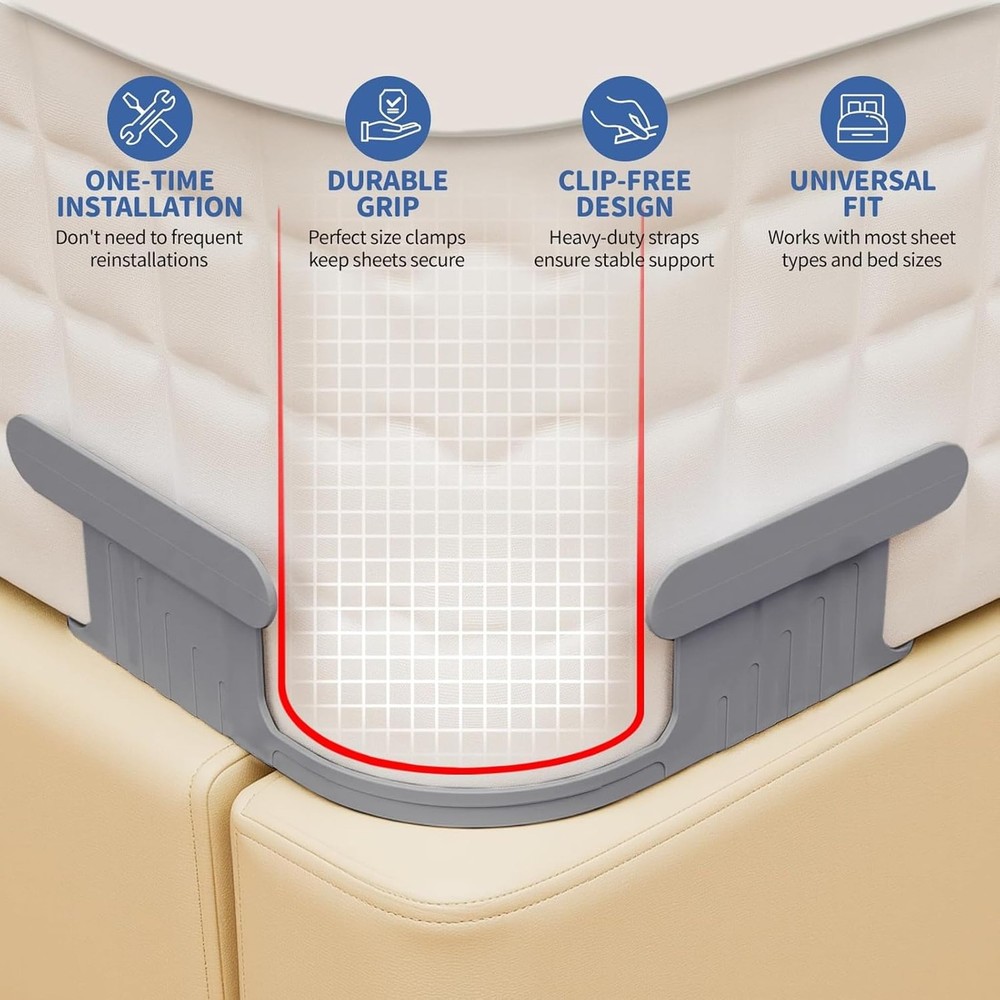 Bed Holders for Corners, Lock Holders, Fitted Holders Keep Sheets Firm & Tigh...