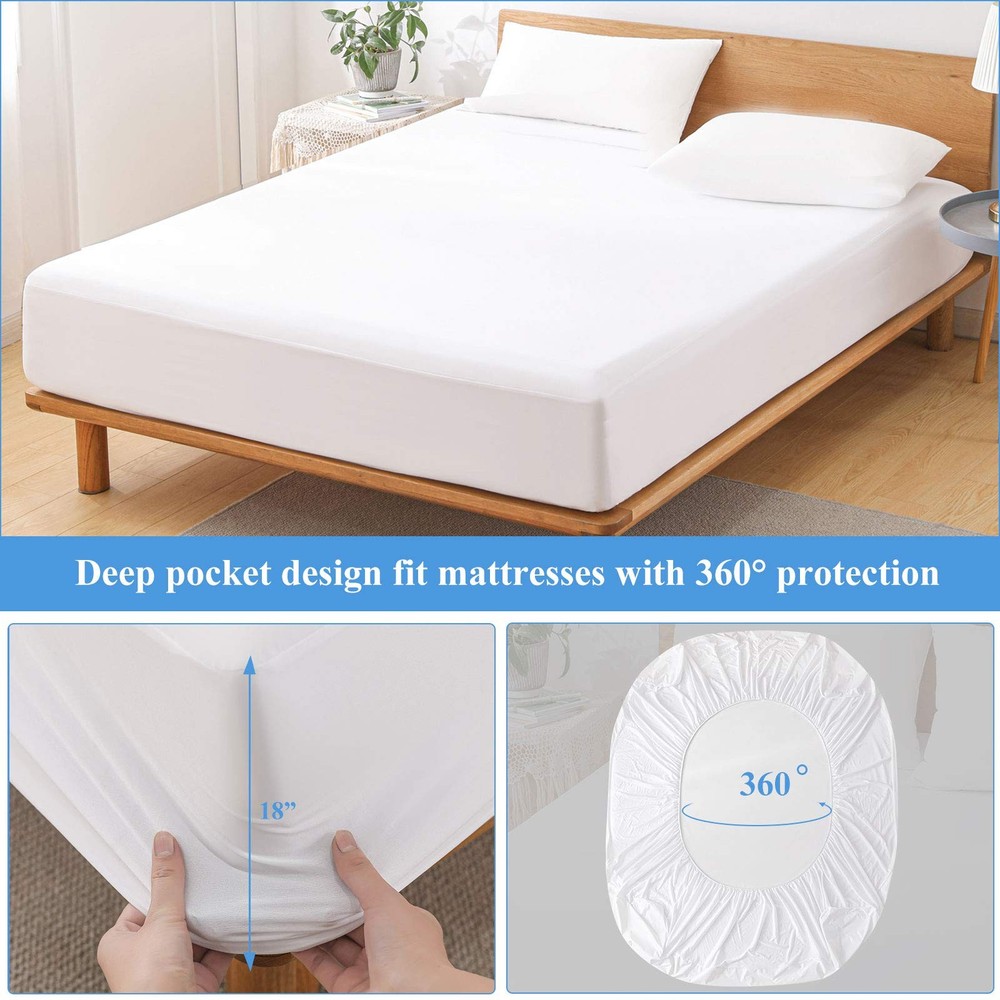 2 Pack Twin Size Premium Waterproof Mattress Protector, Soft Breathable Mattr...